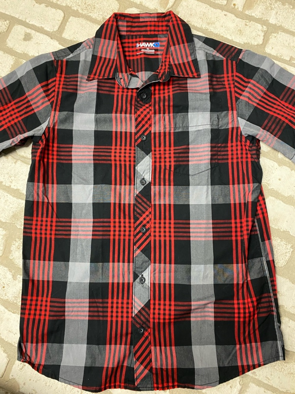 Tony Hawk Red & Black Plaid Short-Sleeve Button-Down Shirt